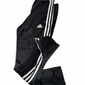Adidas Kids Black Joggers with White Stripes
